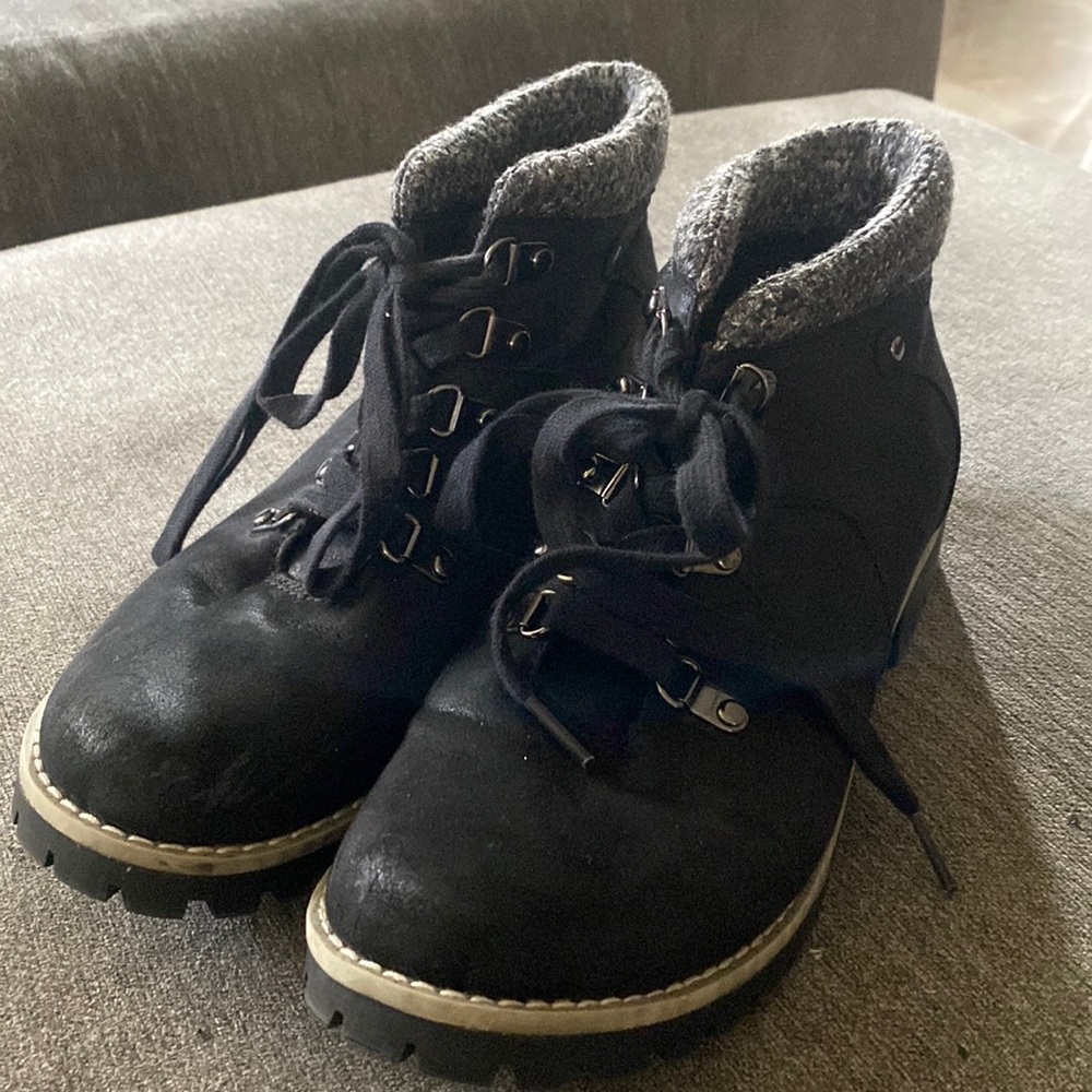 Ankle high black lace up boots